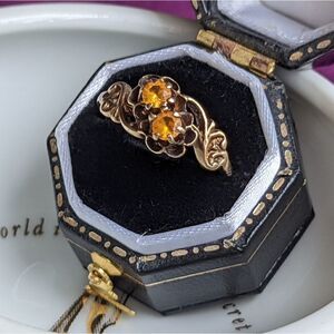 antique citrine toi et moi bypass ring